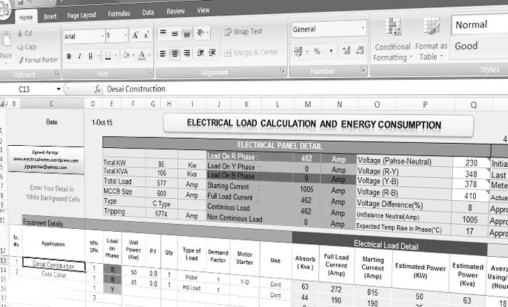 Load calculation work for proper distribution